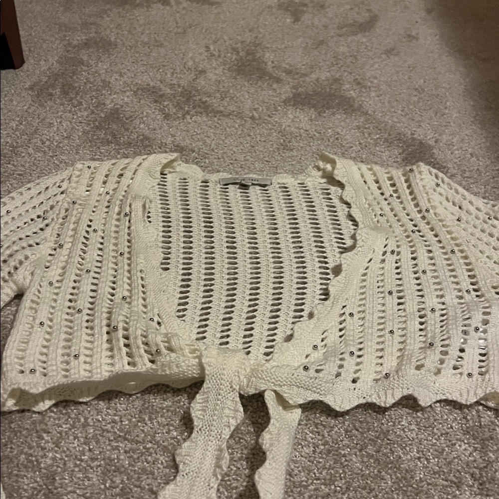 Love Tree Ivory Knit Tie-Front Cardigan - Picture 2 of 5